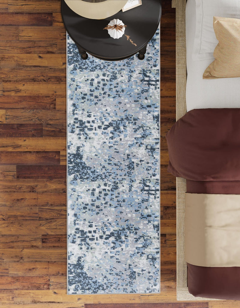 Aegean Elegance Washables Collection Area Rug - Andros Runner Gray Navy Green lifestyle 33