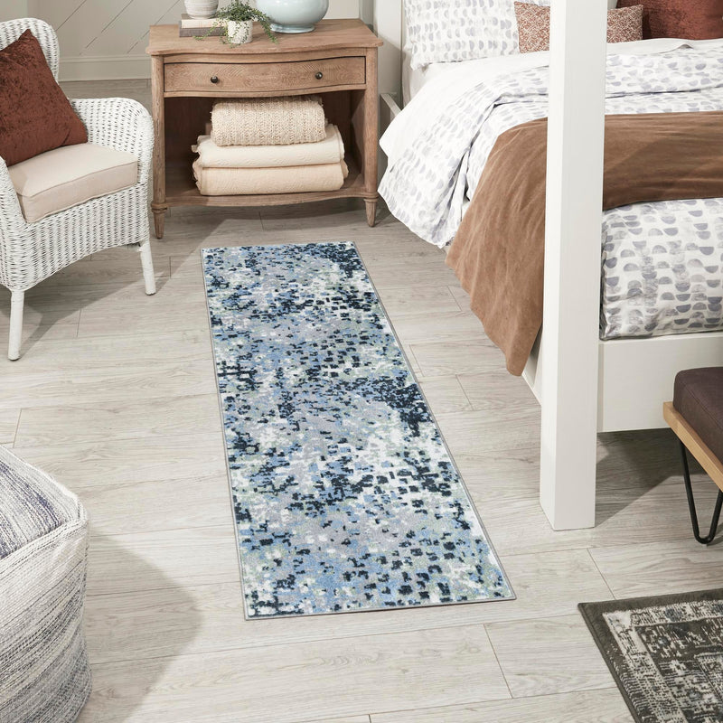 Aegean Elegance Washables Collection Area Rug - Andros Runner Gray Navy Green lifestyle 65