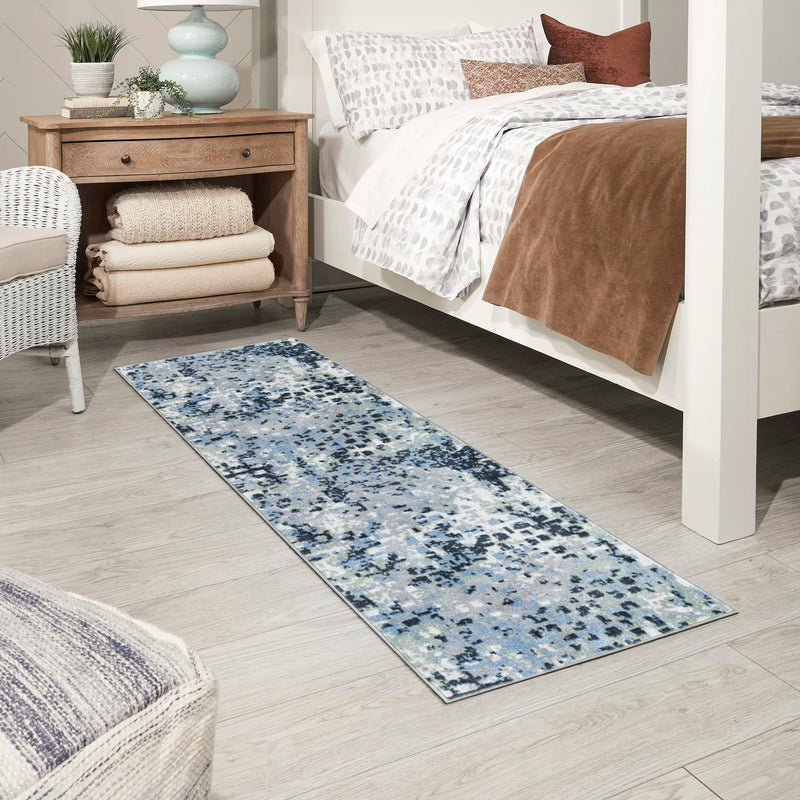 Aegean Elegance Washables Collection Area Rug - Andros Runner Gray Navy Green lifestyle 68
