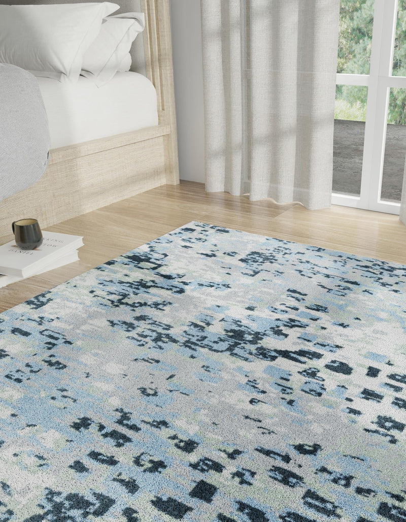Aegean Elegance Washables Collection Area Rug - Andros Square Gray Navy Green lifestyle 26