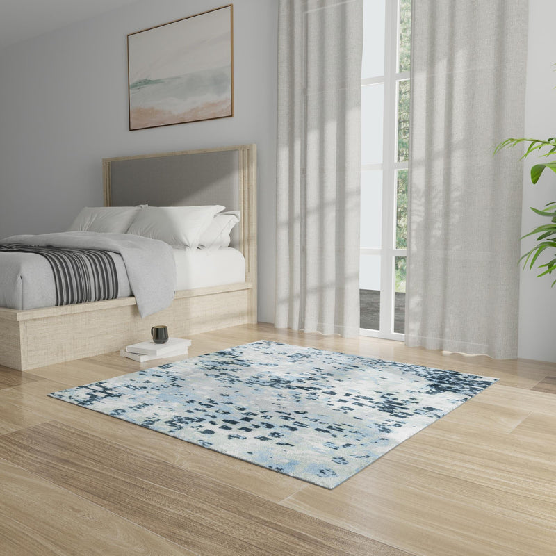 Aegean Elegance Washables Collection Area Rug - Andros Square Gray Navy Green lifestyle 70