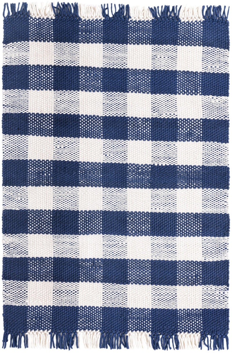 Sustainable Grid Indoor-Outdoor Oasis Collection Area Rug - Savannah Rectangle Navy Blue Main