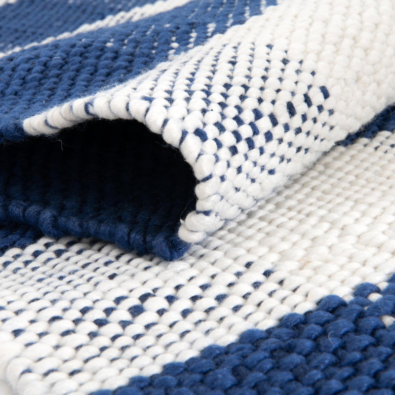 Sustainable Grid Indoor-Outdoor Oasis Collection Area Rug - Savannah Rectangle Navy Blue lifestyle 37