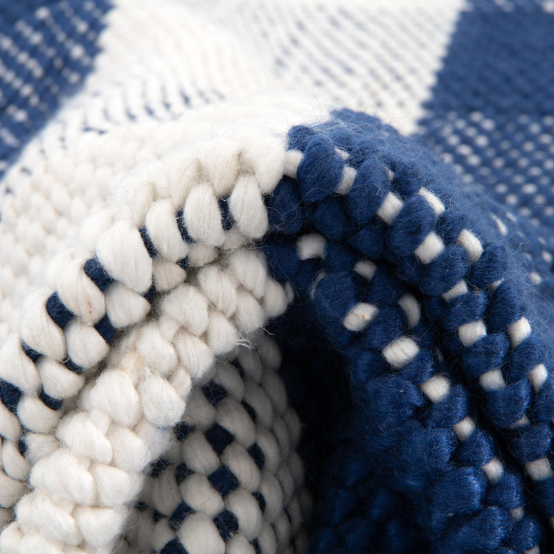 Sustainable Grid Indoor-Outdoor Oasis Collection Area Rug - Savannah Rectangle Navy Blue lifestyle 43