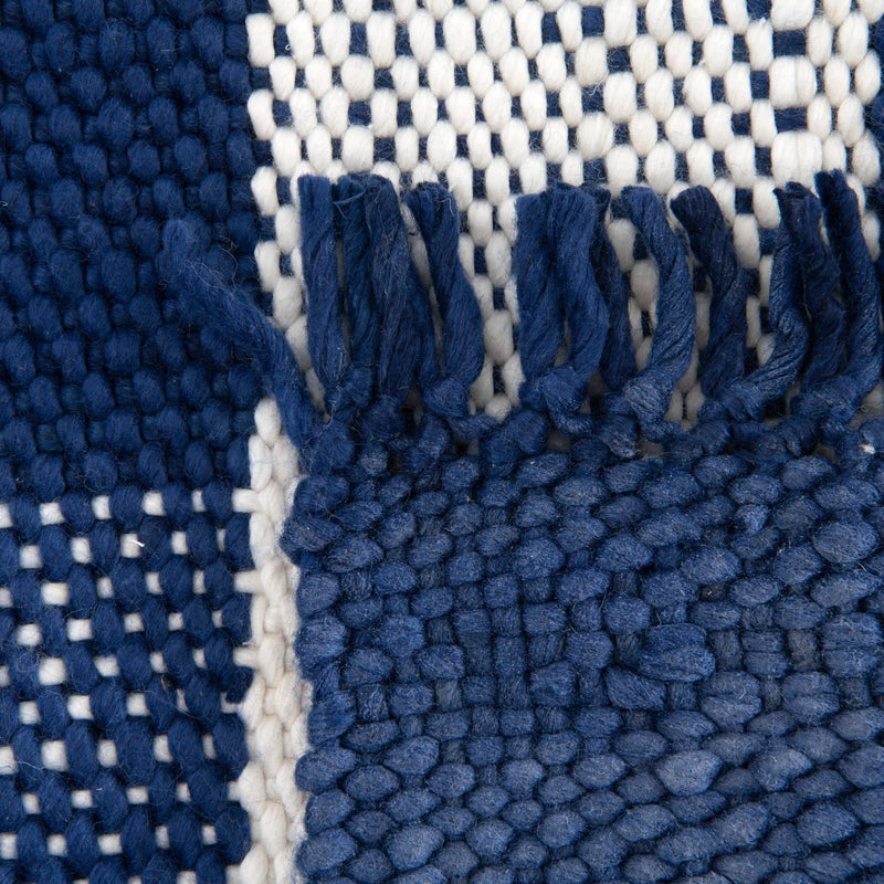 Sustainable Grid Indoor-Outdoor Oasis Collection Area Rug - Savannah Rectangle Navy Blue lifestyle 46