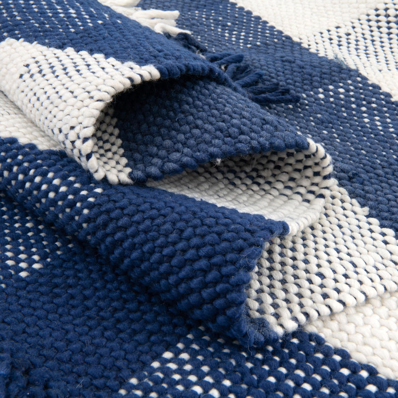 Sustainable Grid Indoor-Outdoor Oasis Collection Area Rug - Savannah Rectangle Navy Blue lifestyle 58