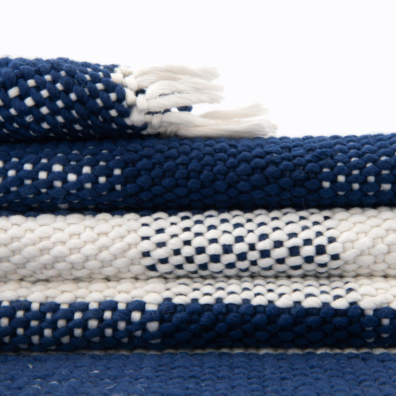 Sustainable Grid Indoor-Outdoor Oasis Collection Area Rug - Savannah Rectangle Navy Blue lifestyle 61