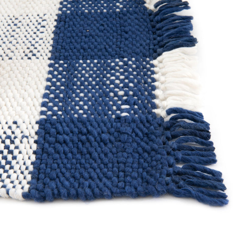Sustainable Grid Indoor-Outdoor Oasis Collection Area Rug - Savannah Runner Navy Blue lifestyle 100