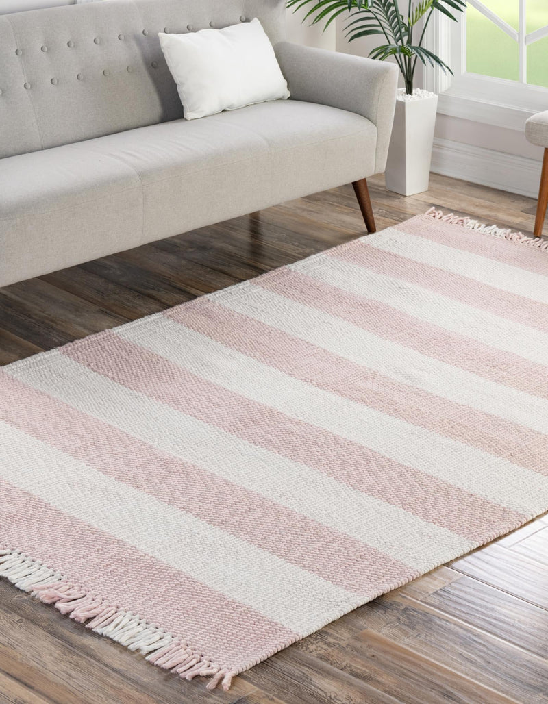 Sustainable Grid Indoor-Outdoor Oasis Collection Area Rug - Savannah Rectangle Pink lifestyle 14