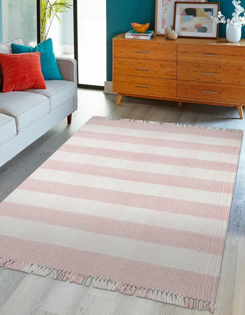 Sustainable Grid Indoor-Outdoor Oasis Collection Area Rug - Savannah Rectangle Pink lifestyle 32