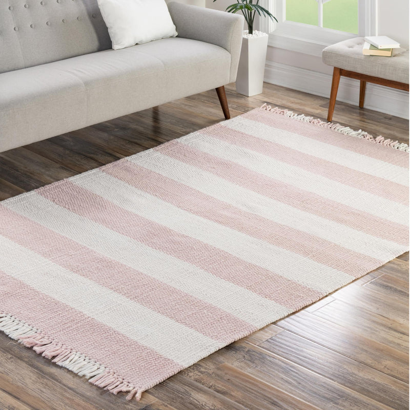 Sustainable Grid Indoor-Outdoor Oasis Collection Area Rug - Savannah Rectangle Pink lifestyle 68