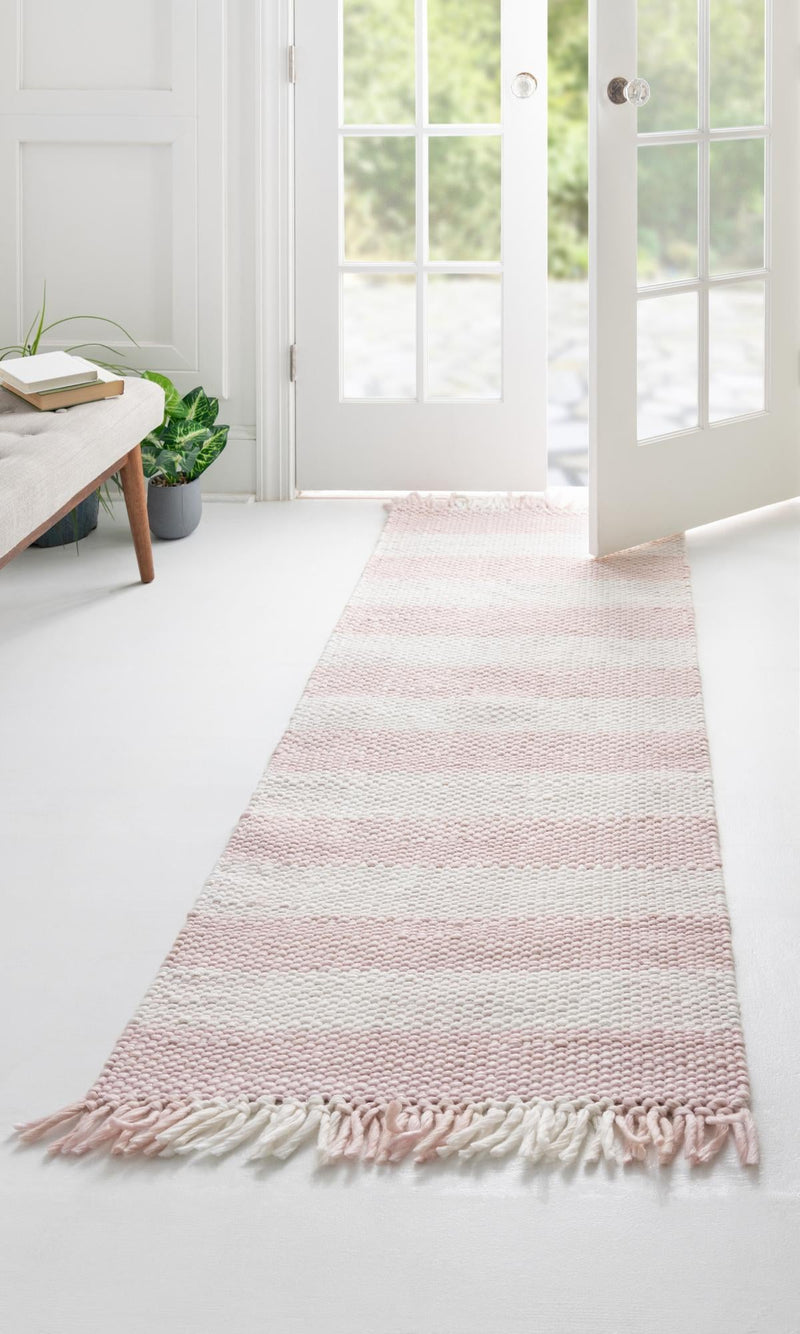 Sustainable Grid Indoor-Outdoor Oasis Collection Area Rug - Savannah Runner Pink lifestyle 94