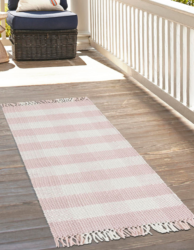 Sustainable Grid Indoor-Outdoor Oasis Collection Area Rug - Savannah Runner Pink lifestyle 116