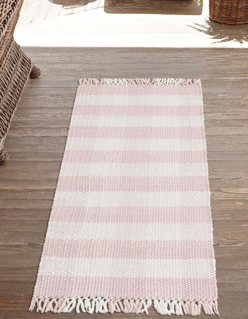 Sustainable Grid Indoor-Outdoor Oasis Collection Area Rug - Savannah Runner Pink lifestyle 131