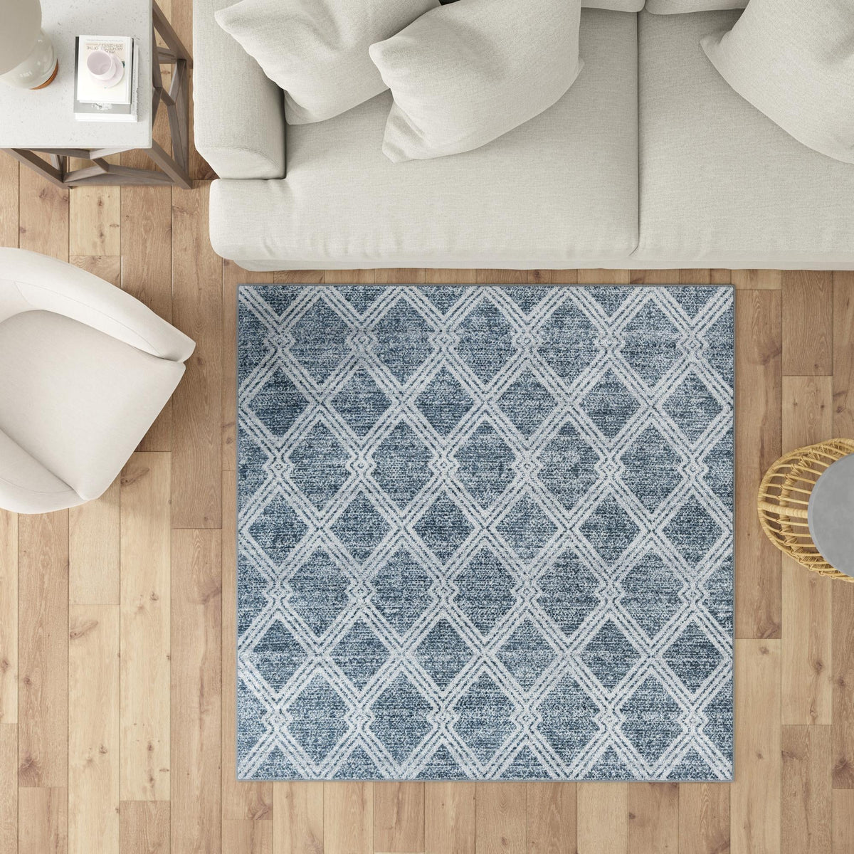 Aegean Elegance Washables Collection Area Rug - Tinos Square Ivory lifestyle 106