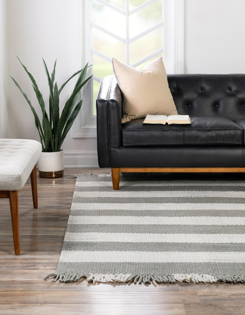 Sustainable Grid Indoor-Outdoor Oasis Collection Area Rug - Savannah Square Gray lifestyle 88