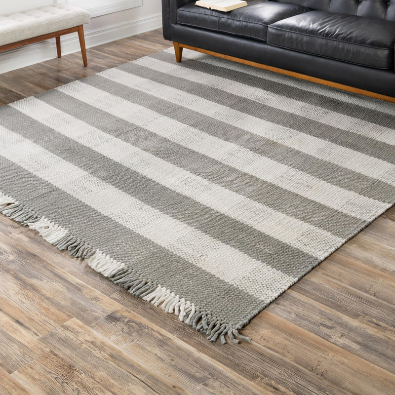 Sustainable Grid Indoor-Outdoor Oasis Collection Area Rug - Savannah Square Gray lifestyle 160