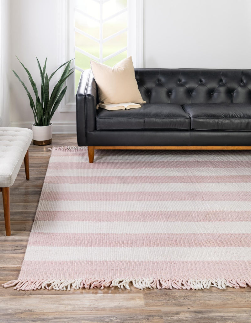 Sustainable Grid Indoor-Outdoor Oasis Collection Area Rug - Savannah Square Pink lifestyle 89