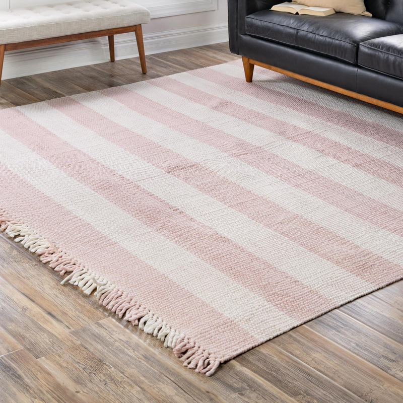 Sustainable Grid Indoor-Outdoor Oasis Collection Area Rug - Savannah Square Pink lifestyle 161