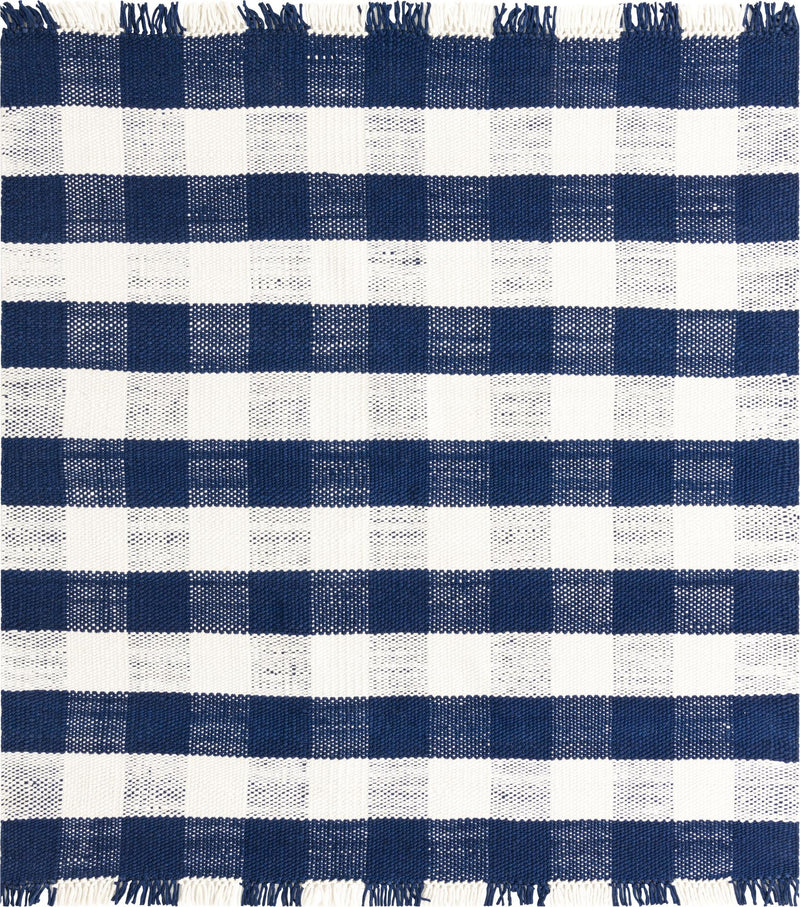 Sustainable Grid Indoor-Outdoor Oasis Collection Area Rug - Savannah Square Navy Blue lifestyle 71