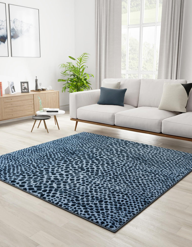 Aegean Elegance Washables Collection Area Rug - Mykonos Square Navy Blue lifestyle 62