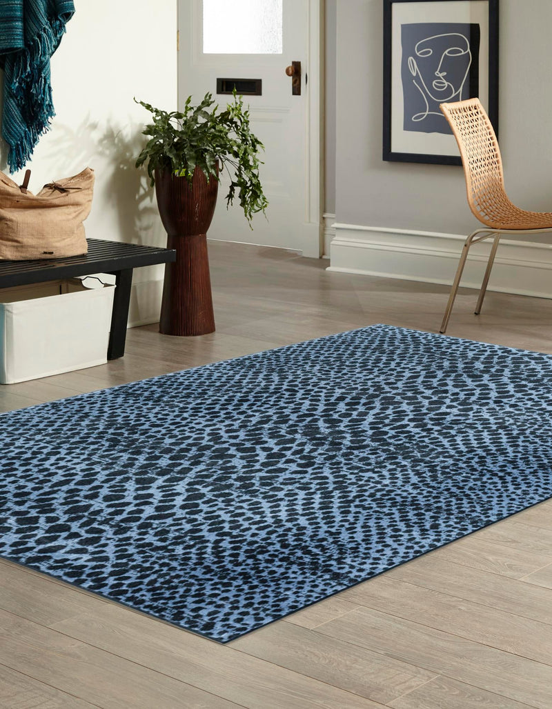 Aegean Elegance Washables Collection Area Rug - Mykonos Rectangle Navy Blue lifestyle 9