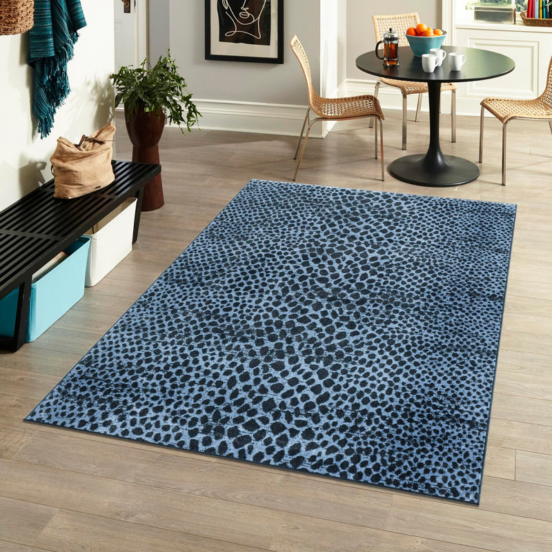 Aegean Elegance Washables Collection Area Rug - Mykonos Rectangle Navy Blue lifestyle 42