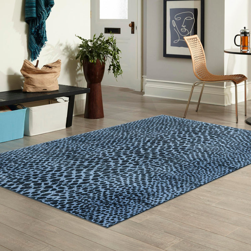 Aegean Elegance Washables Collection Area Rug - Mykonos Rectangle Navy Blue lifestyle 45