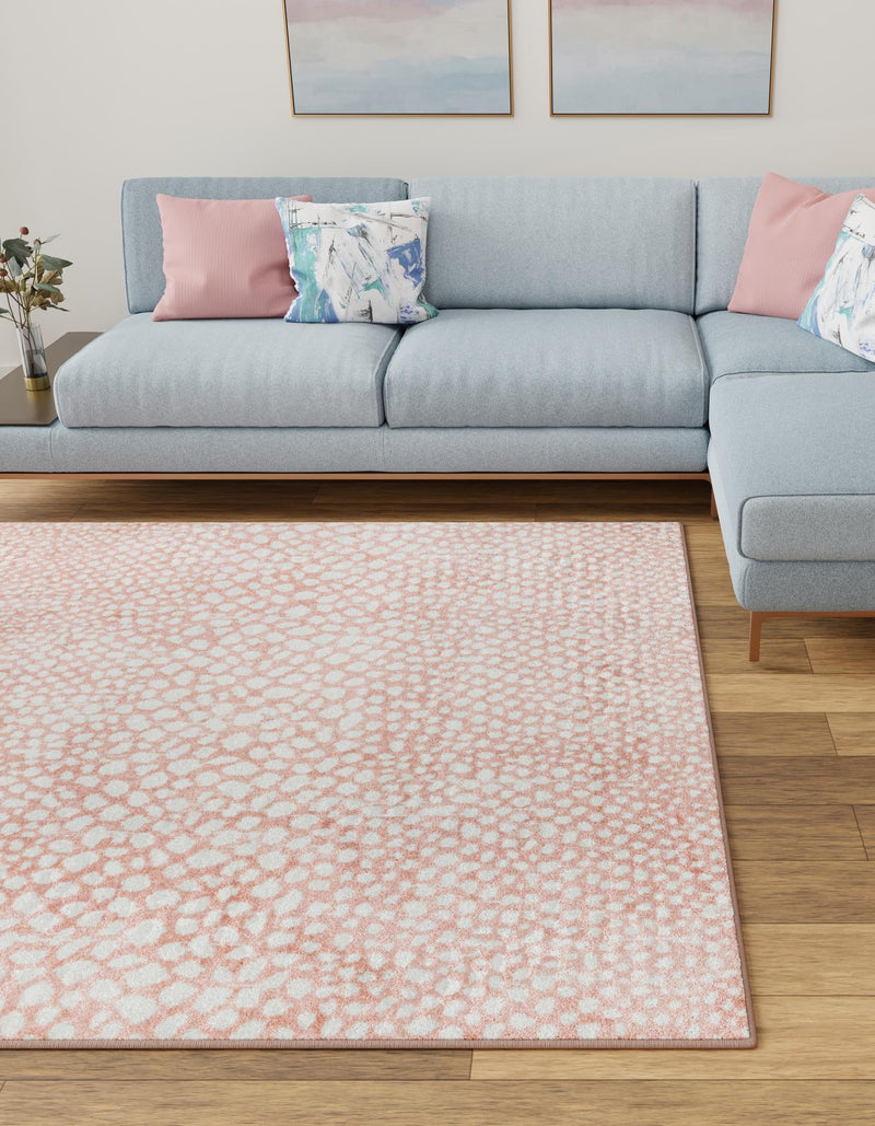 Aegean Elegance Washables Collection Area Rug - Mykonos Square Rose Pink lifestyle 71