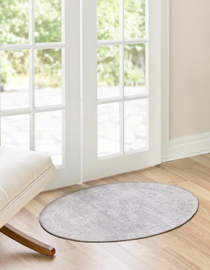 Heritage Elegance Collection Area Rug - Windsor (Gray) Oval Gray lifestyle 24