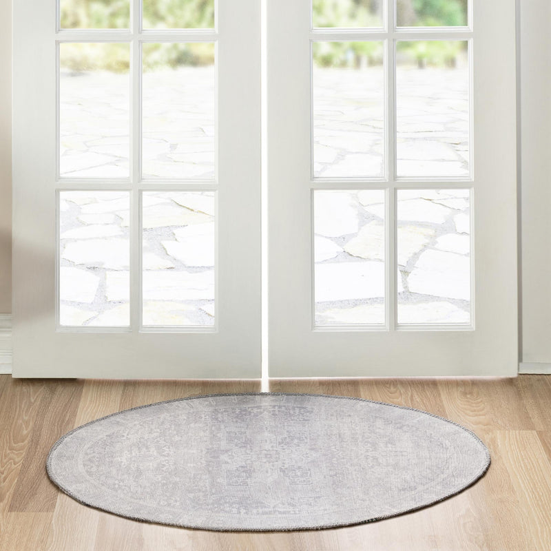 Heritage Elegance Collection Area Rug - Windsor (Gray) Oval Gray lifestyle 68