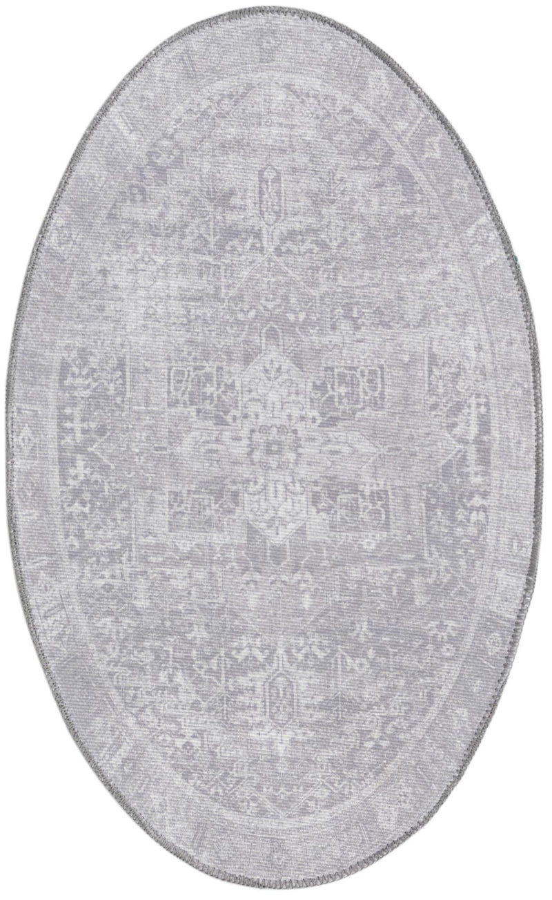 Heritage Elegance Collection Area Rug - Windsor (Gray) Oval Gray lifestyle 16