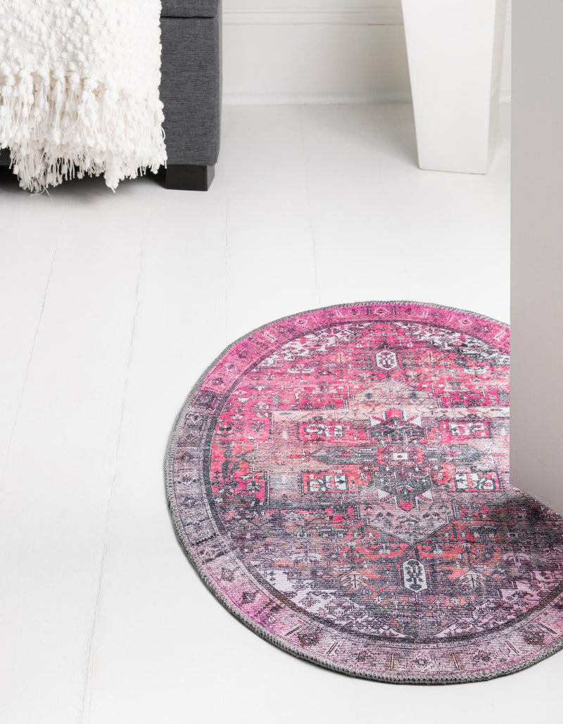 Heritage Elegance Collection Area Rug - Windsor (Pink) Oval Pink lifestyle 22