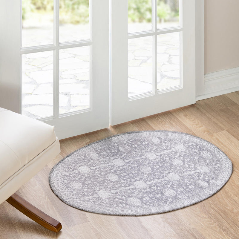 Heritage Elegance Collection Area Rug - Chatsworth Oval Gray lifestyle 105