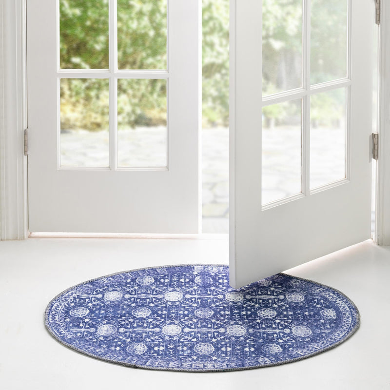 Heritage Elegance Collection Area Rug - Chatsworth Oval Navy Blue lifestyle 102