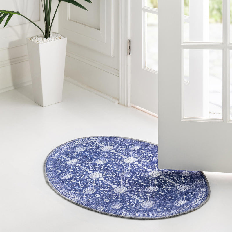 Heritage Elegance Collection Area Rug - Chatsworth Oval Navy Blue lifestyle 107