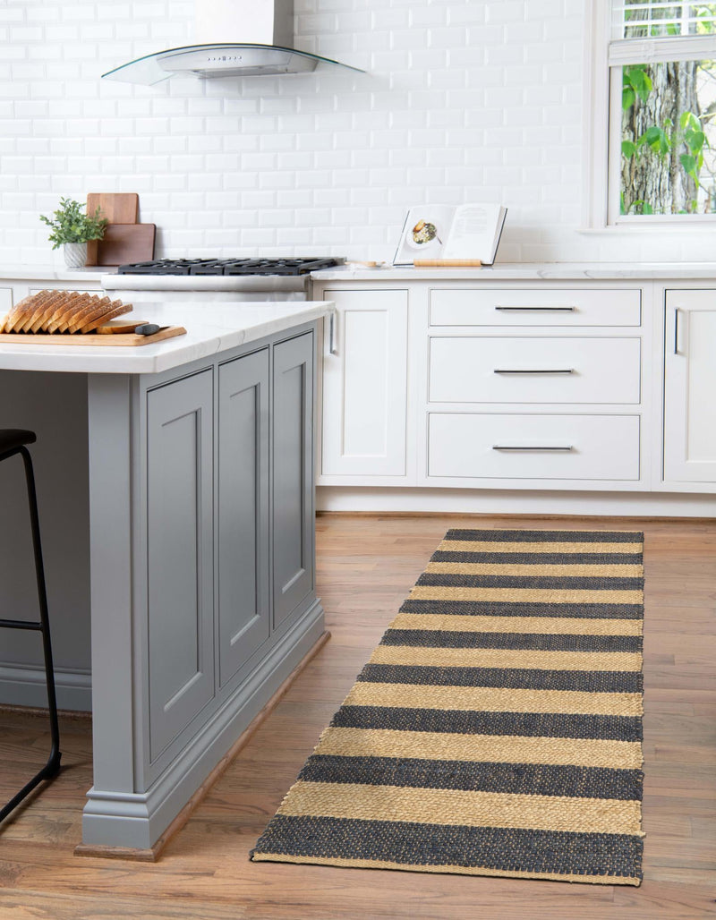 Woven Seaside Jute Collection Area Rug - Nantucket Runner Navy Ivory lifestyle 53