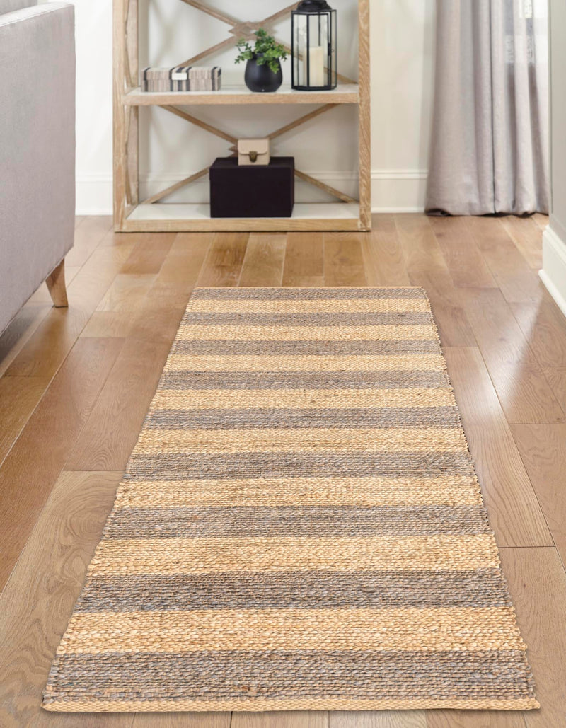 Woven Seaside Jute Collection Area Rug - Nantucket Runner Gray Ivory lifestyle 62