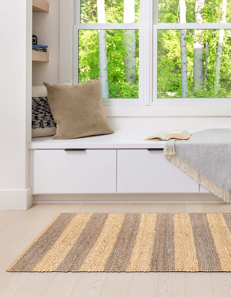 Woven Seaside Jute Collection Area Rug - Nantucket Runner Gray Ivory lifestyle 77