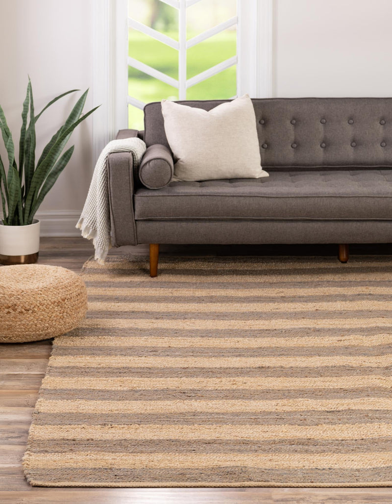 Woven Seaside Jute Collection Area Rug - Nantucket Square Gray Ivory lifestyle 56