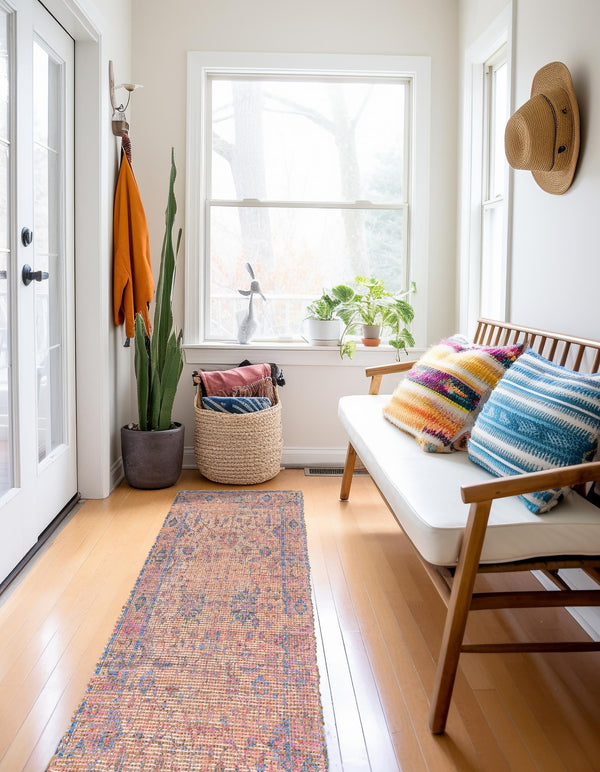 Savannah Threads Collection Area Rug - Tybee Runner Peach pink lifestyle 62