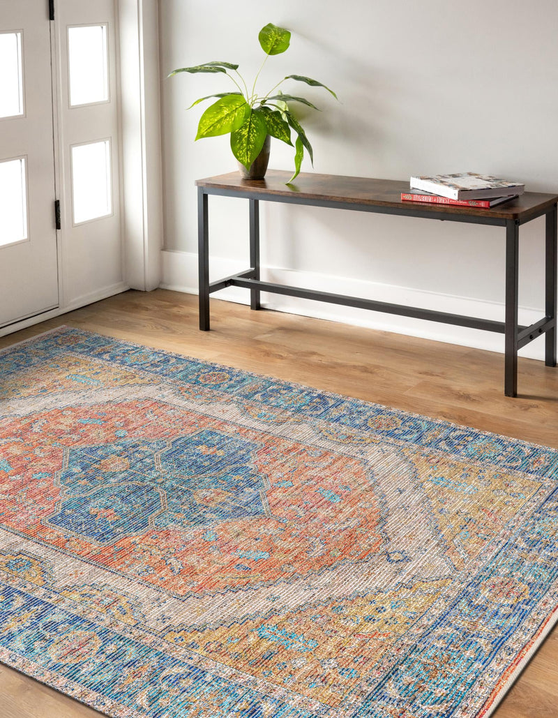 Savannah Threads Collection Area Rug - Charleston Rectangle Orange Yellow lifestyle 6