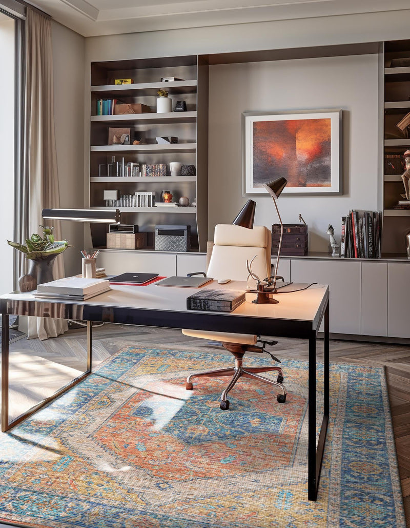 Savannah Threads Collection Area Rug - Charleston Rectangle Orange Yellow lifestyle 7