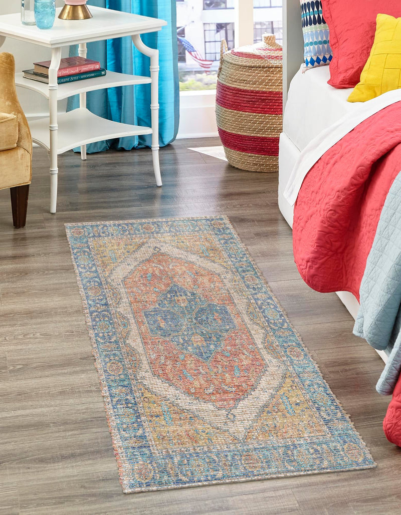 Savannah Threads Collection Area Rug - Charleston Runner Orange Yellow lifestyle 24