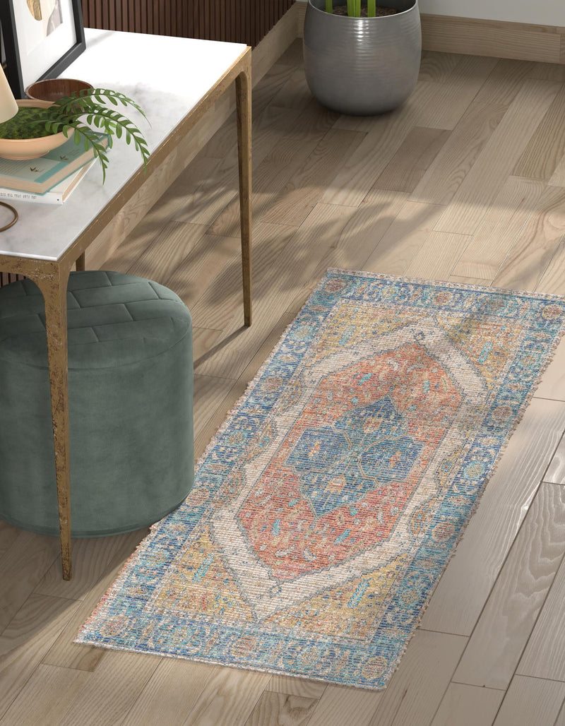 Savannah Threads Collection Area Rug - Charleston Runner Orange Yellow lifestyle 30