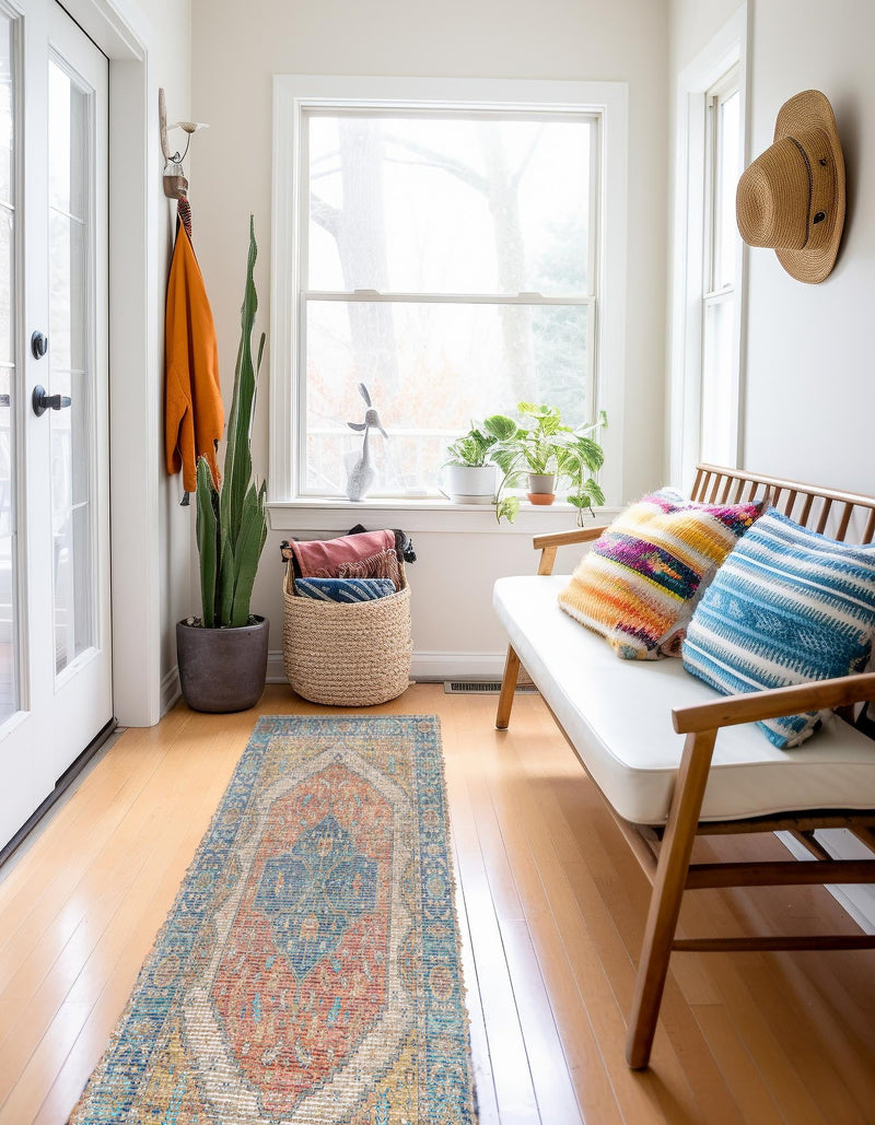 Savannah Threads Collection Area Rug - Charleston Runner Orange Yellow lifestyle 32