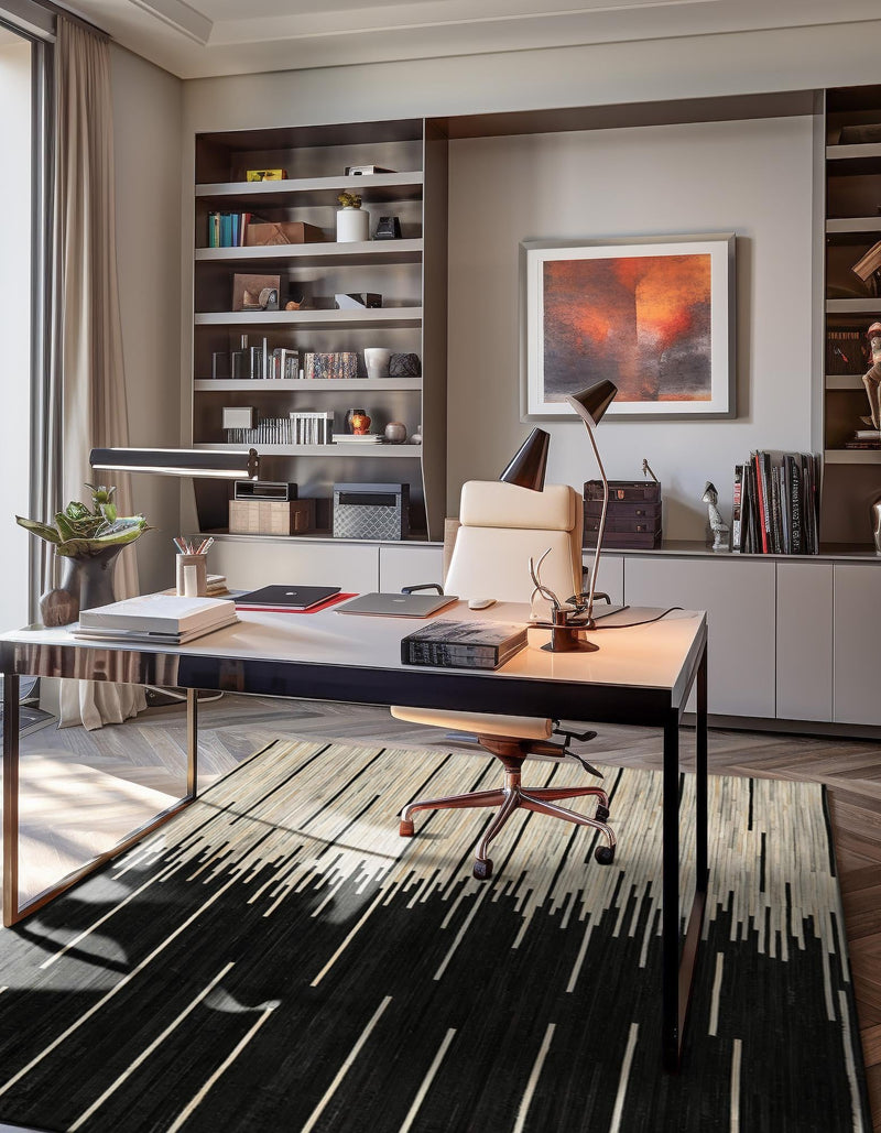 Savannah Hideaway Collection Area Rug - Savannah Rectangle Black White lifestyle 4
