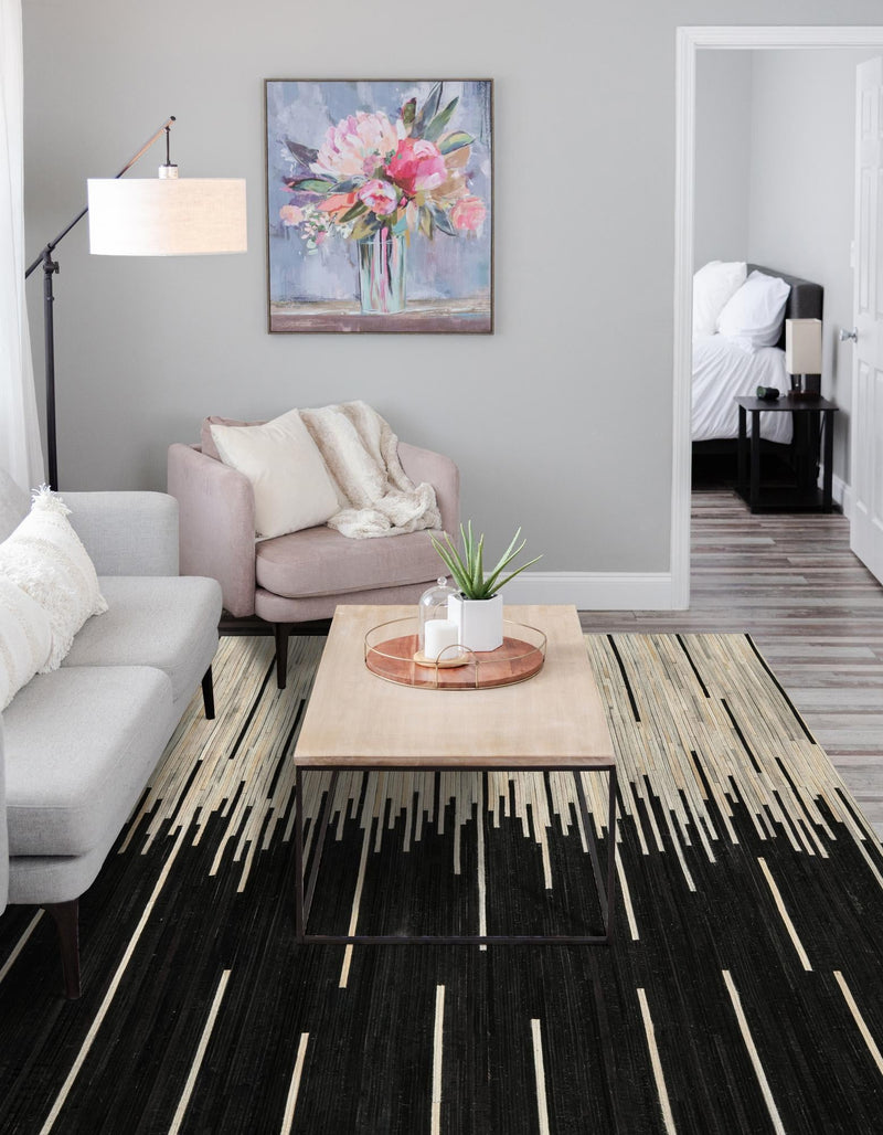 Savannah Hideaway Collection Area Rug - Savannah Rectangle Black White lifestyle 6