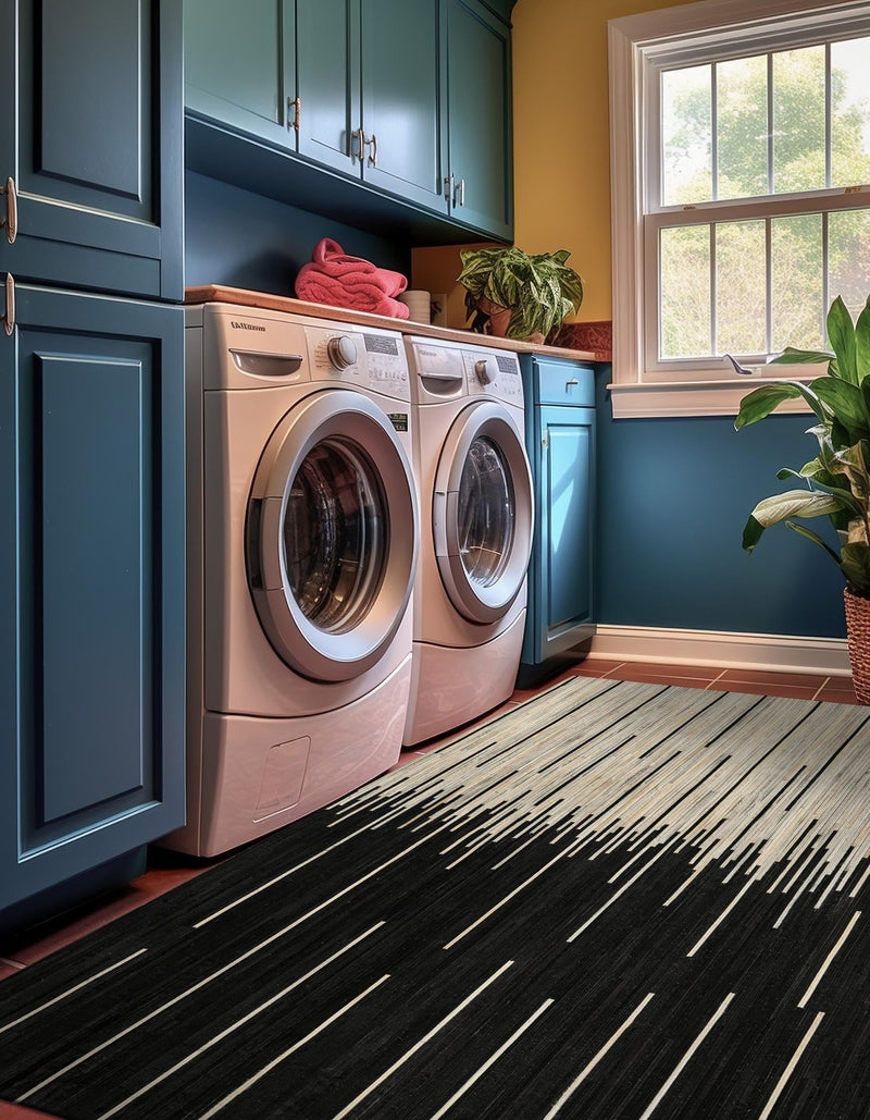 Savannah Hideaway Collection Area Rug - Savannah Rectangle Black White lifestyle 7