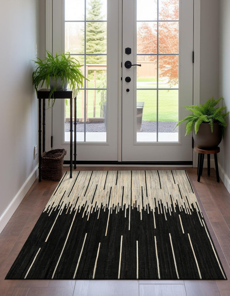 Savannah Hideaway Collection Area Rug - Savannah Rectangle Black White lifestyle 8
